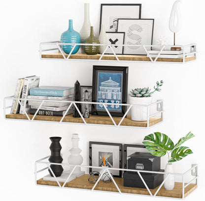 Floating Shelves Set of 3, Home Wood Wall Shelf, Farmhouse Shelf for Bedroom, Wall Mounted Floating