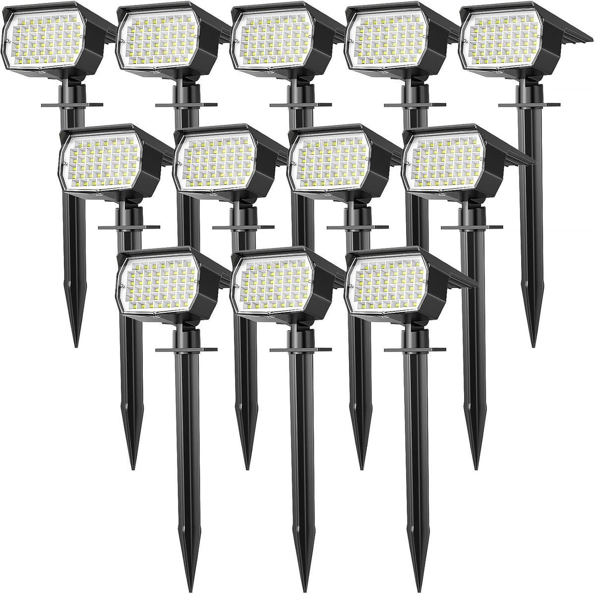 Solar Spot Lights Outdoor Waterproof IP65, 12 Pack Landscape Spotlights with 46 LEDs, 3 Modes Auto