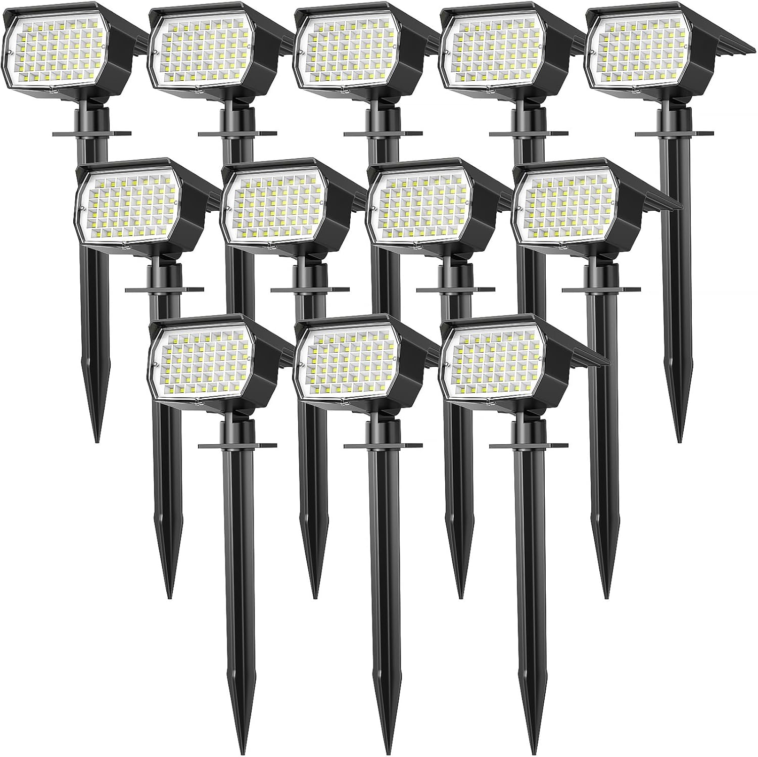 Solar Spot Lights Outdoor Waterproof IP65, 12 Pack Landscape Spotlights with 46 LEDs, 3 Modes Auto