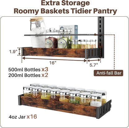 8 Tier Over The Door Pantry Organizer, 2 IN 1 Wall Mount or Metal Hanging Spice Rack for Pantry