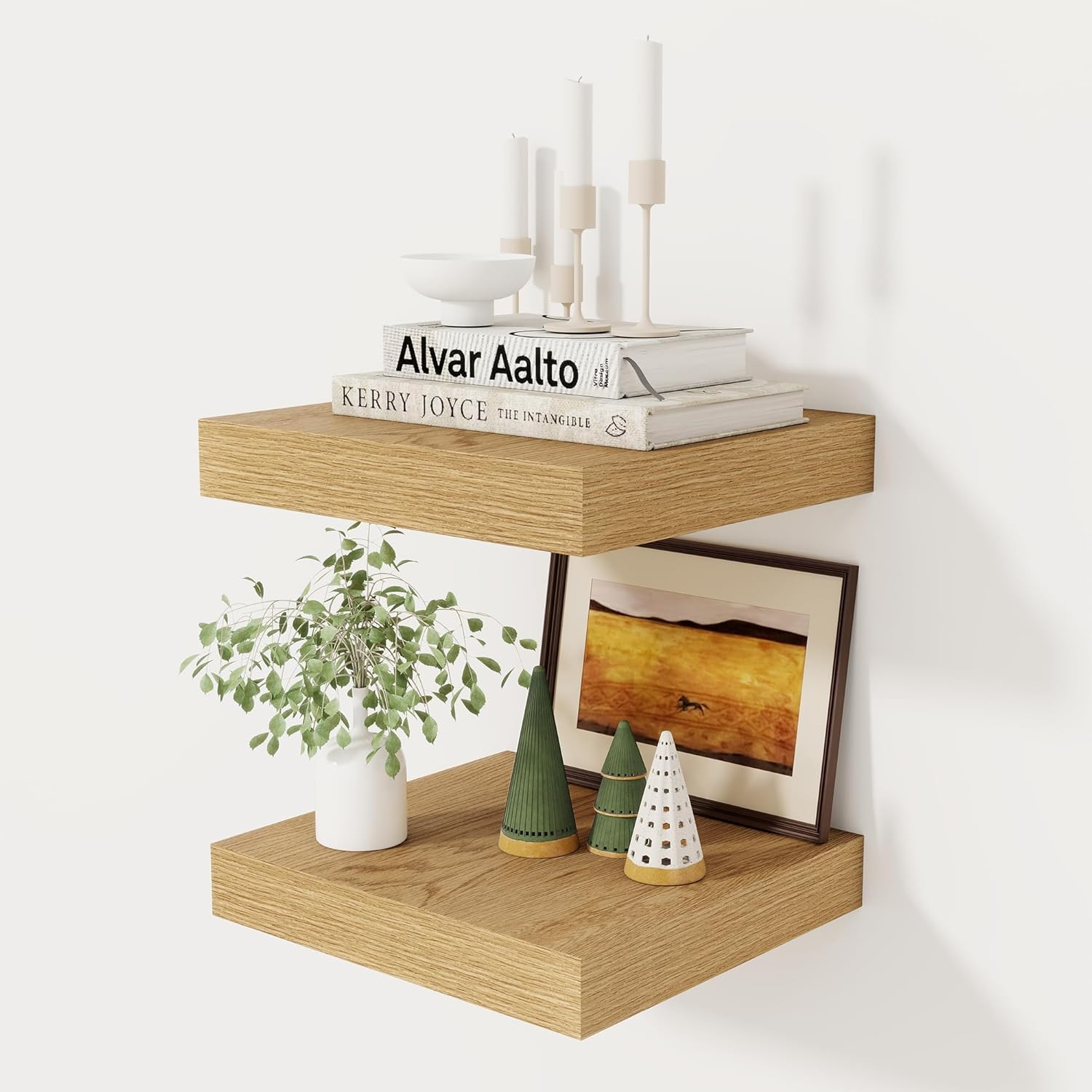 Fun Memories 12 Inch Floating Shelf, Rustic Wood Wall Shelves for Wall Decor & Storage, 12 x 12
