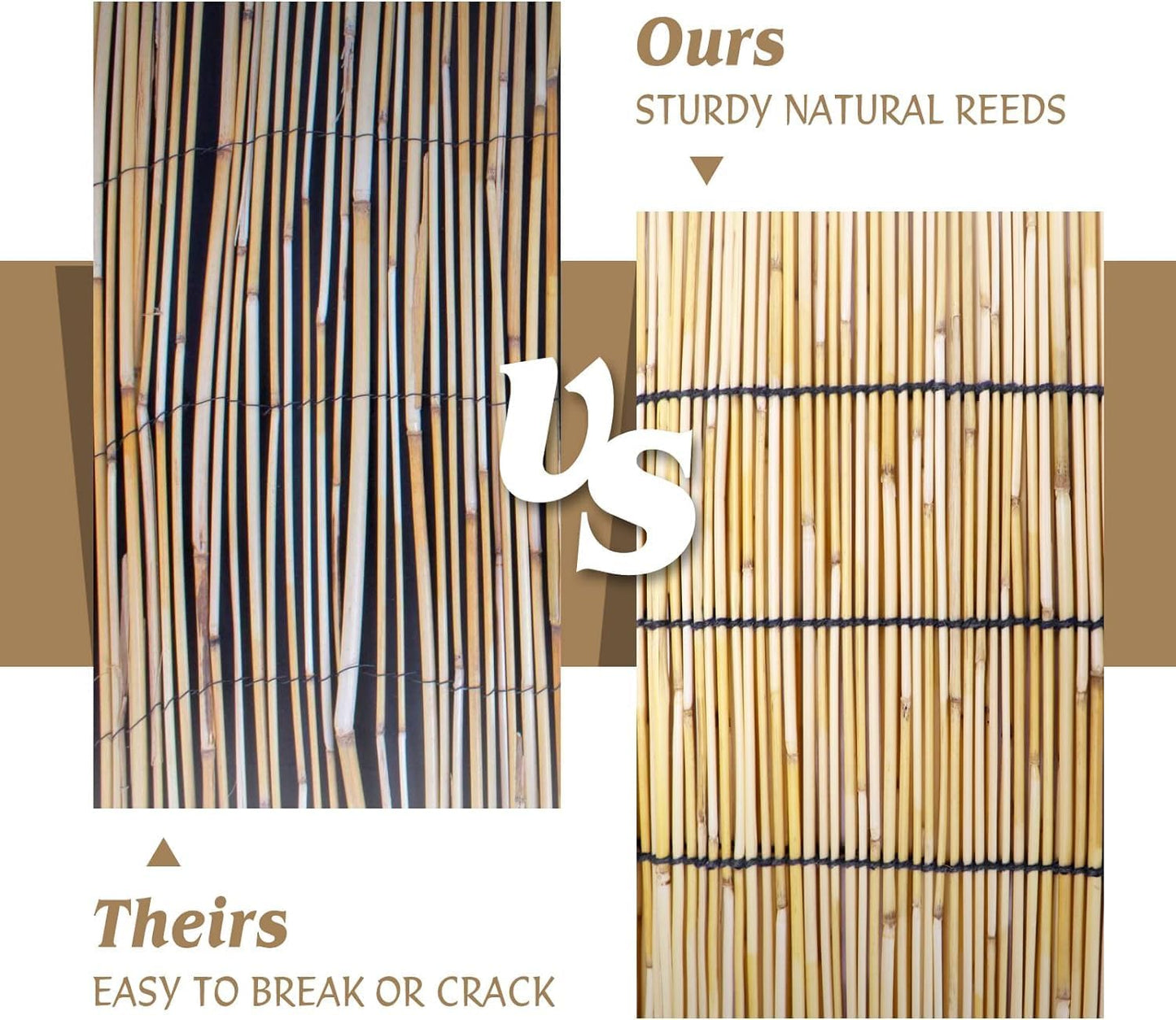 Natural Reed Fencing Rolls,6FT X 16.4FT Reed Screen Curtain Fence Covering Privacy Bamboo for