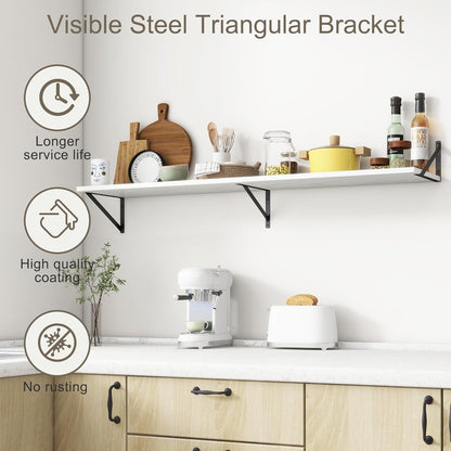 Fun Memories Deep Floating Shelves, 55W x 12D Floating Shelves for Wall, Wood White Floating Shelf