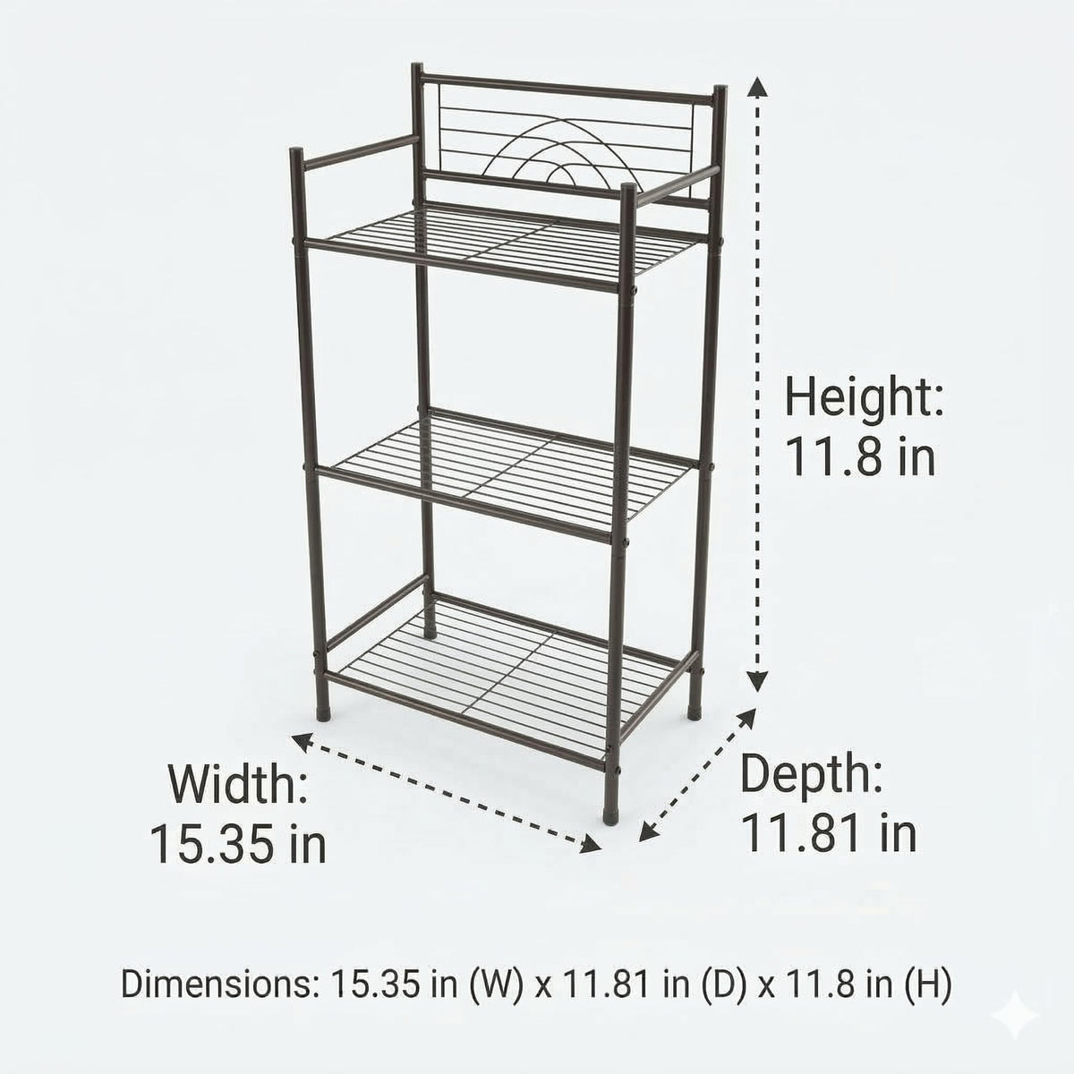 Bath Bliss 3 Tier Storage Shelf | Freestanding | Dimensions: 17.3"x 10.6"x 35.8 | Free Standing |