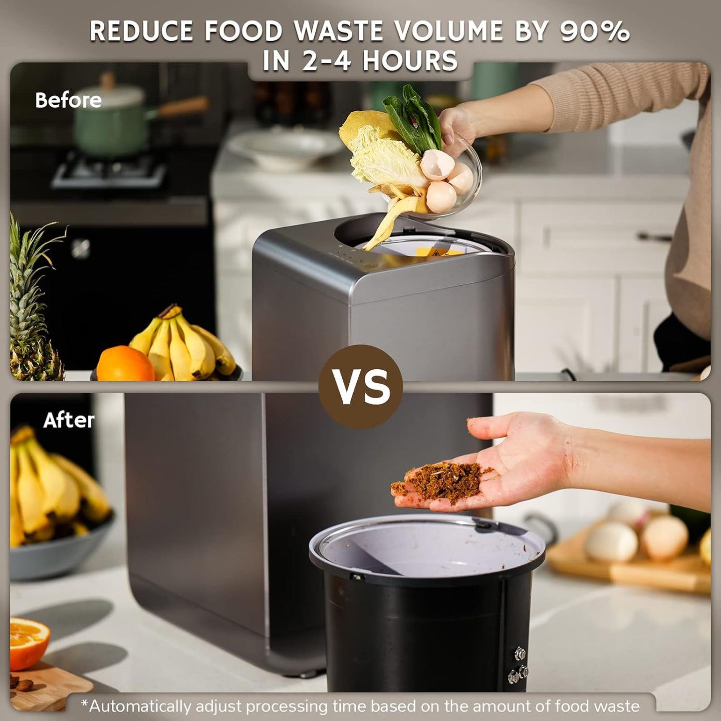 Airthereal Revive Electric Kitchen Composter, SHARKSDEN Tri-Blade, Turn Food Waste and Scraps into