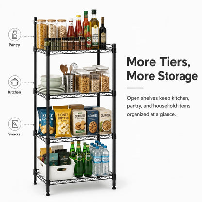 Orchidleaf 4 Tier Storage Shelves, Metal Wire Shelving Unit, Heavy Duty Adjustable Shelf Rack for