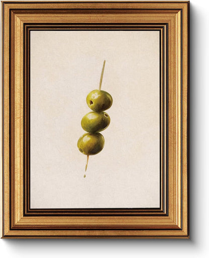 HUARCEY Gold Framed Wall Art for Living Room, Olive Skewers Painting Prints, Vintage Wall Decor for