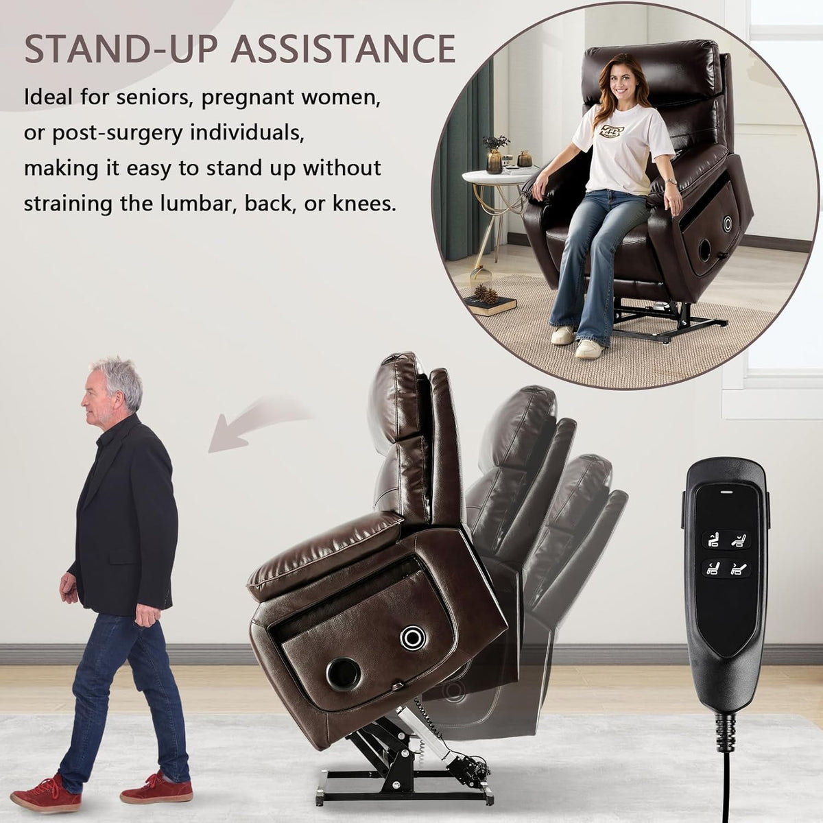 Dual Motor Power Lift Recliner Chair for Adult & Elderly, Infinite Position Lay Flat Lift Chair