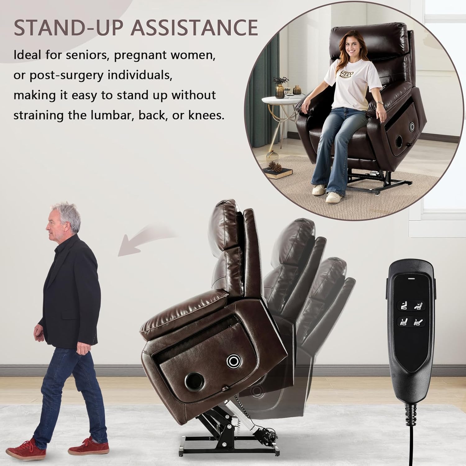 Dual Motor Power Lift Recliner Chair for Adult & Elderly, Infinite Position Lay Flat Lift Chair