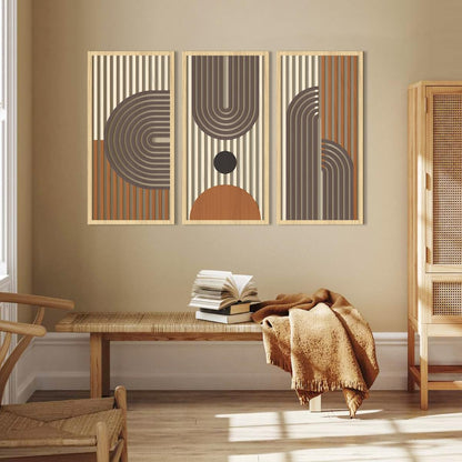 IARTTOP Mid century Modern Decor 16x32 Inch Large Boho Wood Wall Art Abstract Wooden Wall Decor