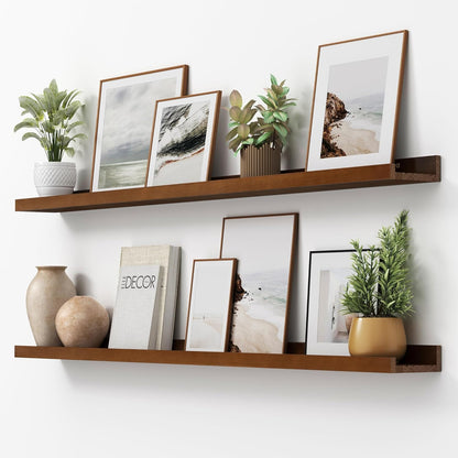 Picture Ledge Shelf, Floating Shelves Set of 2, Solid Pine Wood 55'' Long Large Nursery Book