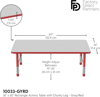 Factory Direct Partners FDP Rectangle Activity School and Classroom Kids Table (36 x 60 inch)
