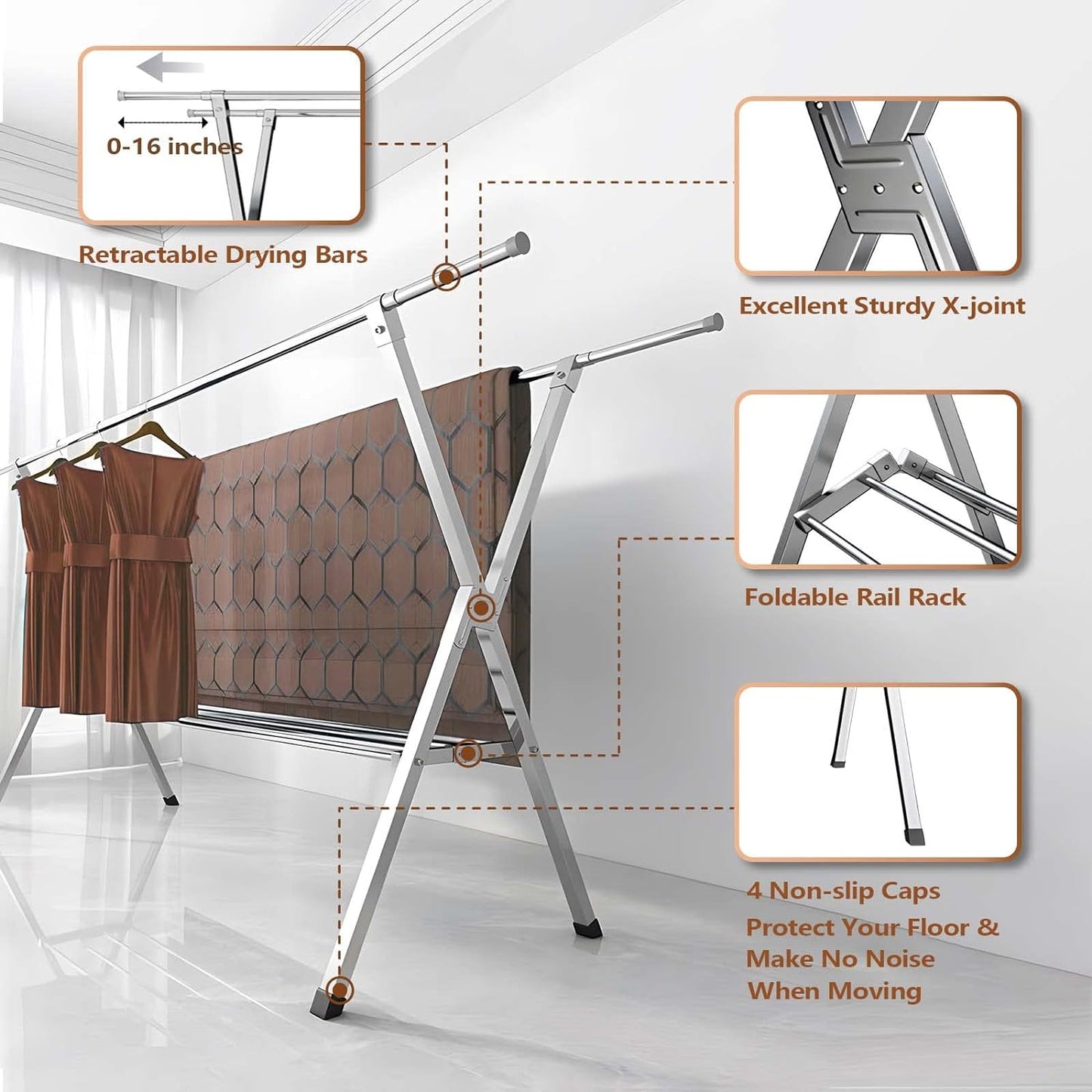 JAUREE Clothes Drying Rack 2 Tiers, Heavy Duty Drying Rack Clothing Folding Indoor Outdoor