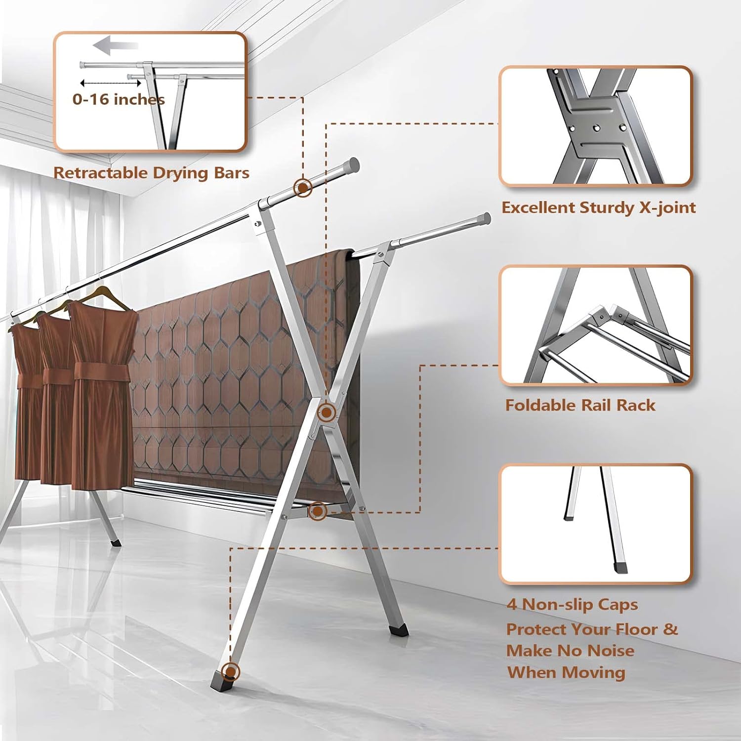 JAUREE Clothes Drying Rack 2 Tiers, Heavy Duty Drying Rack Clothing Folding Indoor Outdoor