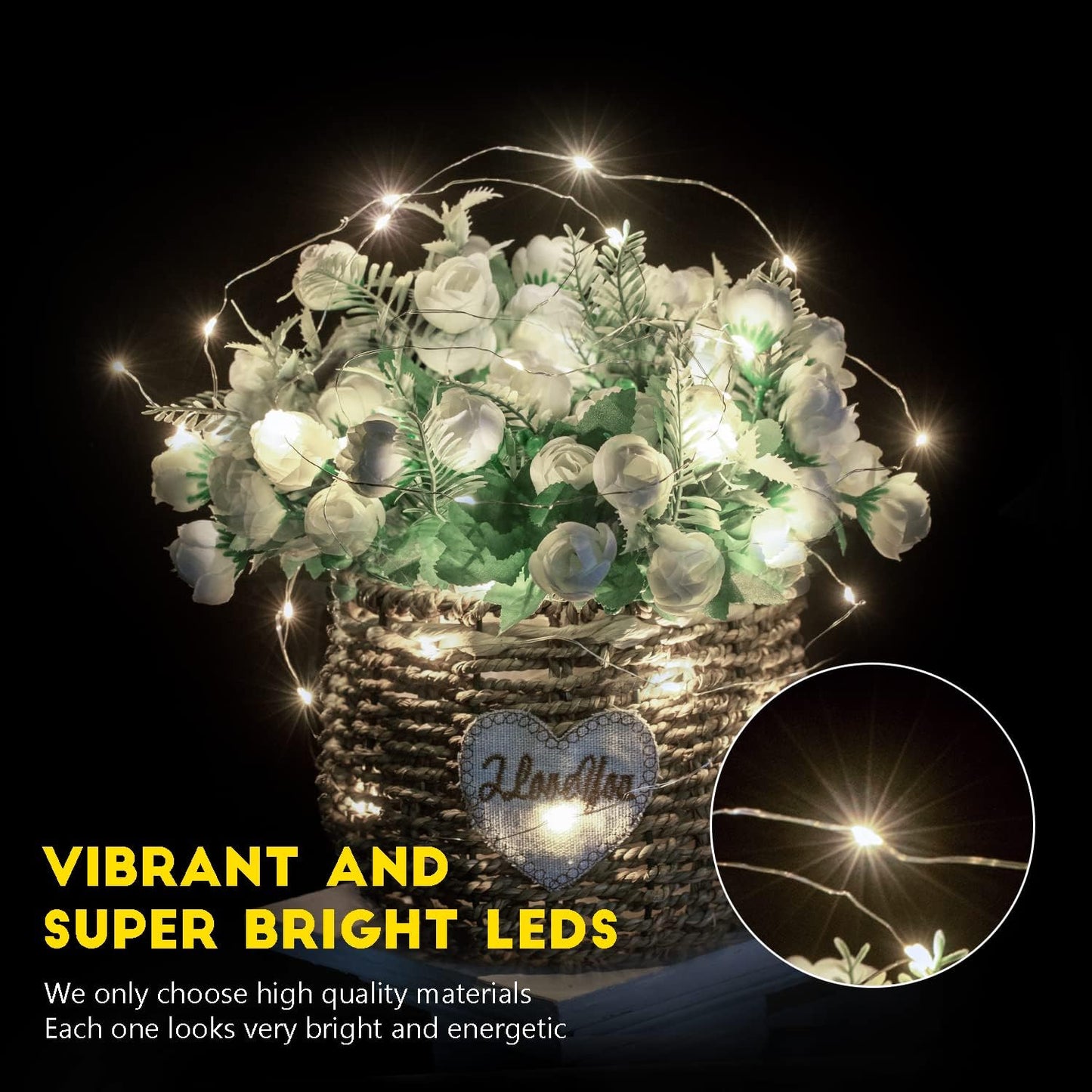 Brightown 24 Pack LED Fairy Lights Battery Operated 7 ft 20 LED String Light Waterproof Silver Wire