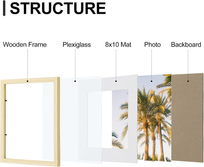 Vittanly 11x14 Picture Frames Set of 9, Shatter Resistant Plexiglass, Display 8x10 Pictures with
