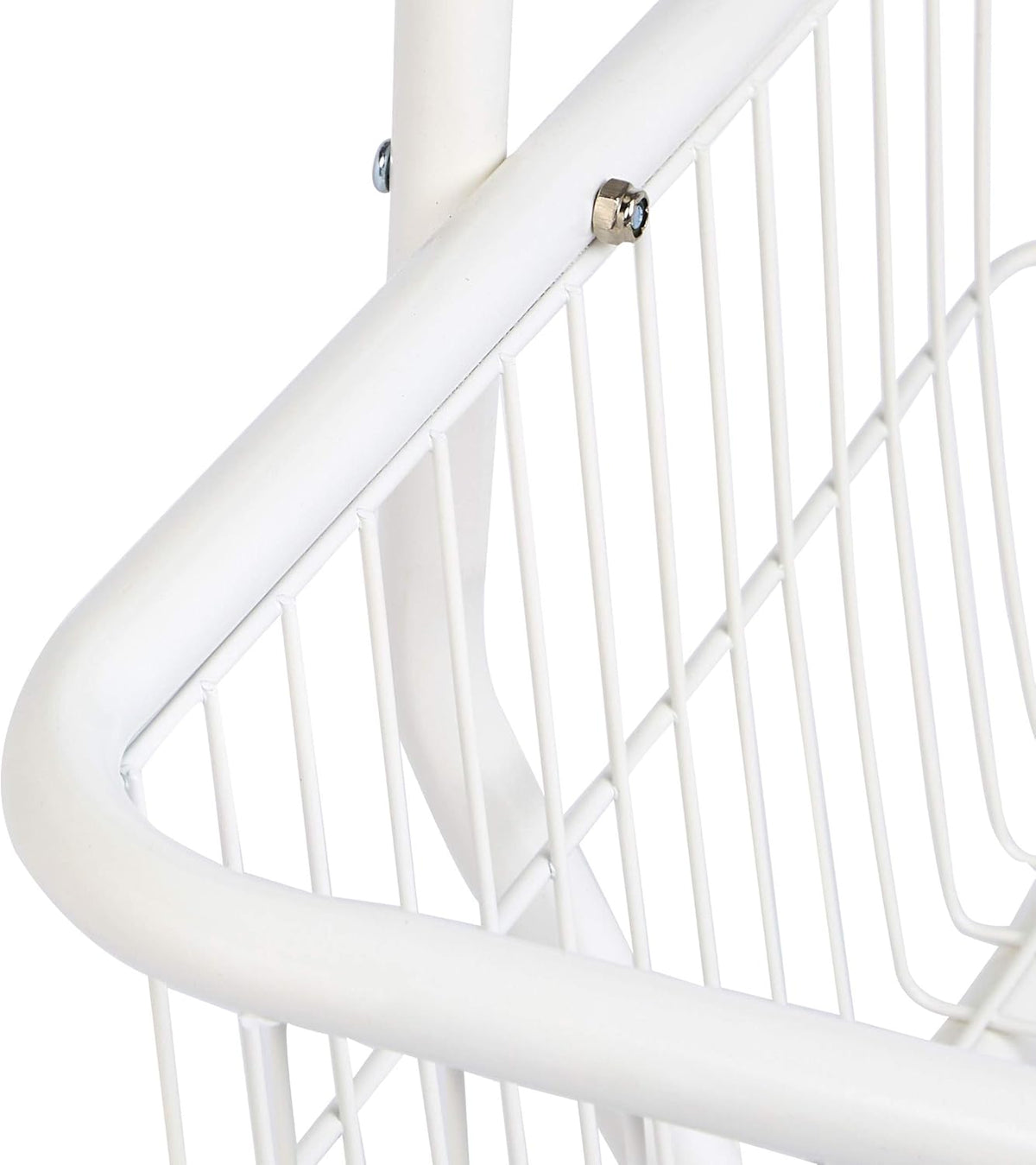 Amazon Basics Rectangular Laundry Hamper Basket Butler Cart with Wheels and Hanging Rack, White