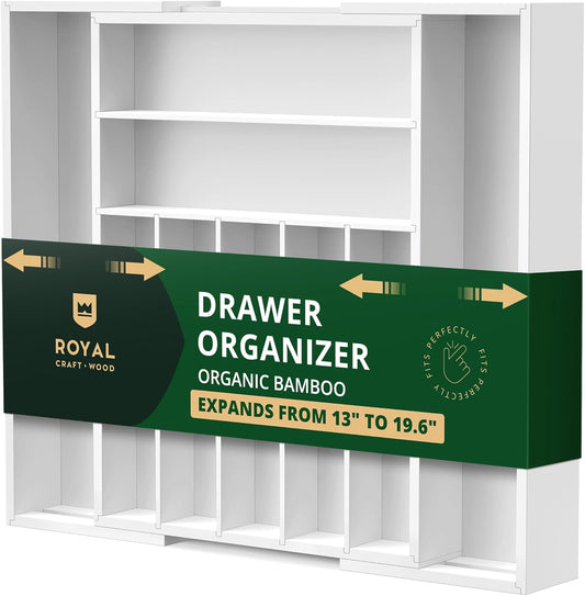ROYAL CRAFT WOOD Luxury Bamboo Kitchen Drawer Organizer - Silverware Organizer - Utensil Holder and