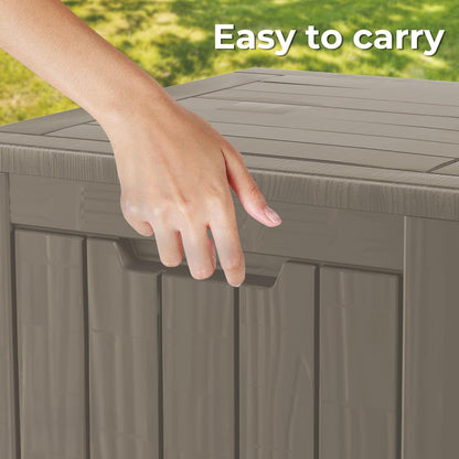 35 Gallon Outdoor Storage Box Waterproof Lockable Resin Deck Box Large, Patio Storage Bin for Pool