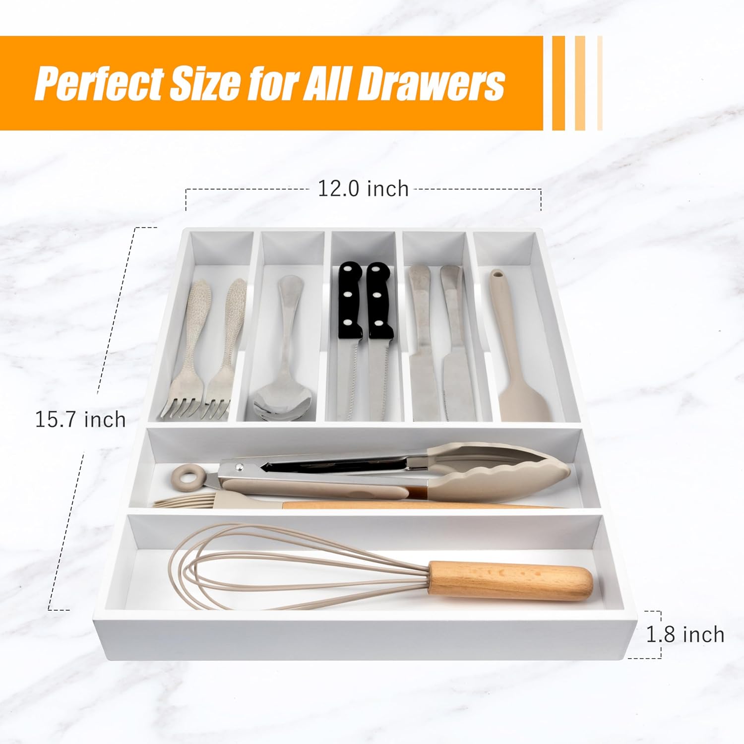 Kitchen Silverware Drawer Organizer and Storage Deep Cookware Utensil Cutlery Rack Office Drawer