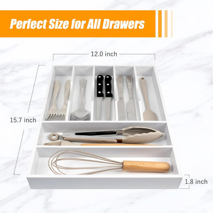 Kitchen Silverware Drawer Organizer and Storage Deep Cookware Utensil Cutlery Rack Office Drawer