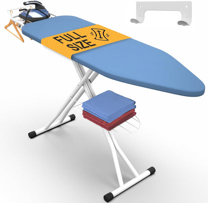 Xabitat Full Size Ironing Board 57" X 15" with Wall Mount Hanger, Full Metal Construction Iron