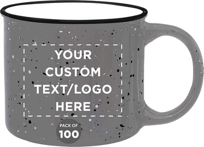 DISCOUNT PROMOS Custom Ceramic Campfire Coffee Mugs 13 oz. Set of 100, Personalized Bulk Pack