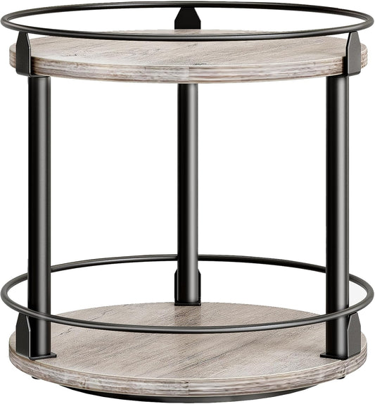 Lazy Susan Organizer, Rotating Spice Rack, 2 Tier Spice Turntable Organizer, Industrial Turntable