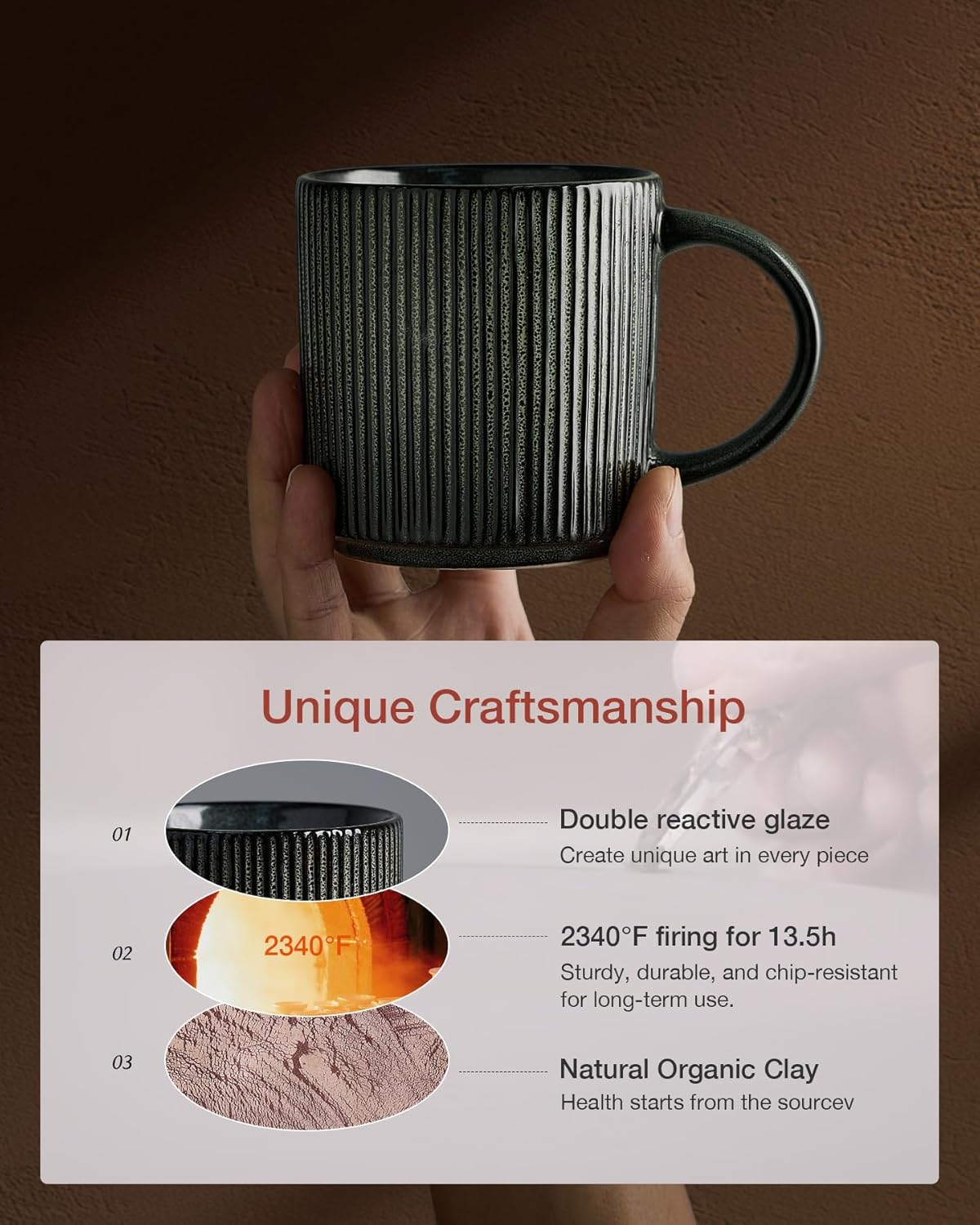famiware Coffee Mug Set for 6, Star 12 oz Catering Mugs Cup Set with Handle for Coffee, Tea, Cocoa