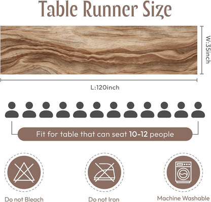 Sioloc Nude Cheesecloth Table Runner Fall Autumn Decor for Home 10ft Table Cloth for Tea Wedding