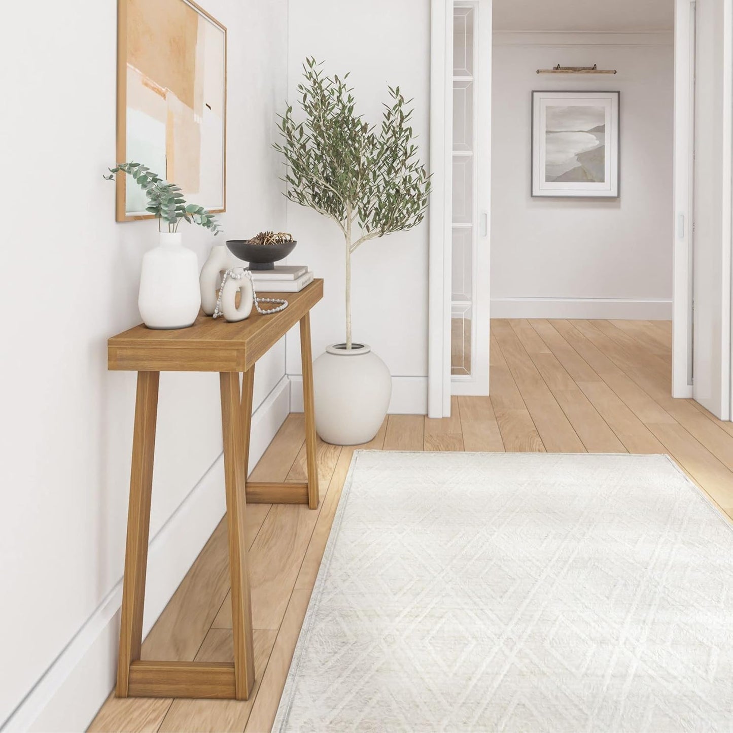 Plank+Beam Solid Wood Console Table, 46.25 Inch, Sofa Table, Narrow Entryway Table for Hallway