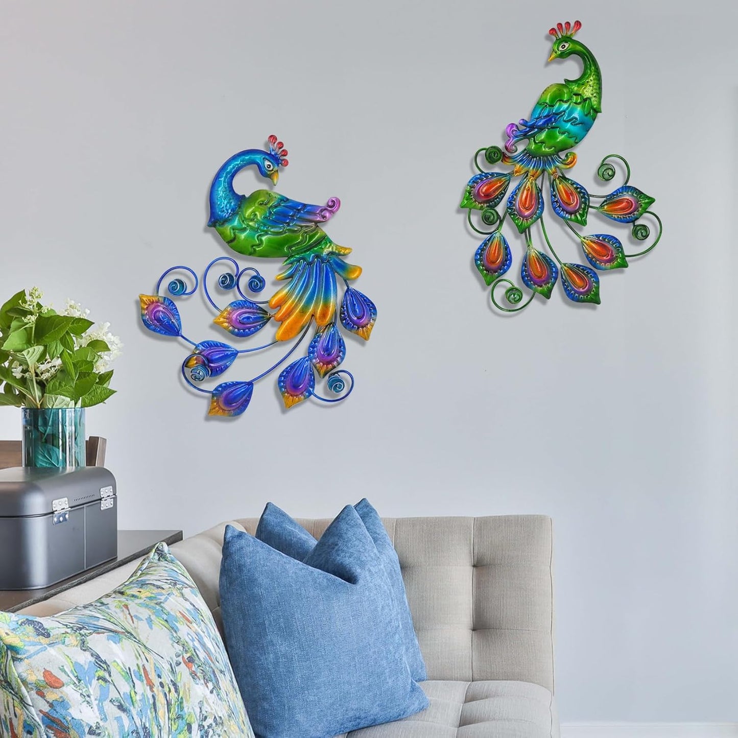 Yonivexis Metal Peacock Wall Art Decor Outdoor Hanging Decor Outdoor Sculpture 3D Metal Handmade