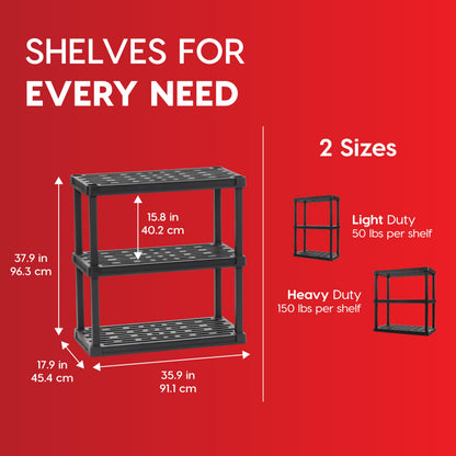 IRIS USA Plastic Storage Shelves |Made in USA| 38"H x 36"W x 18"D - Black