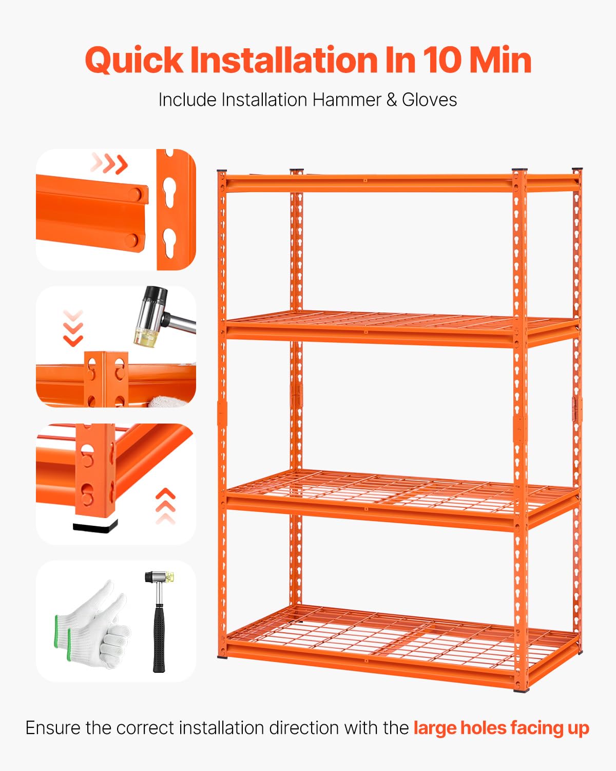 VEVOR Storage Shelves, 2400 lbs, 4 Tier Heavy Duty Garage Shelving, 20" D x 40" W x 60" H