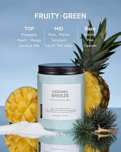 M&SENSE Candle Oceanic Breeze Scented, 19.4oz 110 Hour Long Lasting 2 Wick Pineapple & Mango Scent