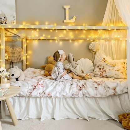 JMEXSUSS Connectable Warm White String Lights Indoor Bedroom, 8 Modes Christmas String Light Plug