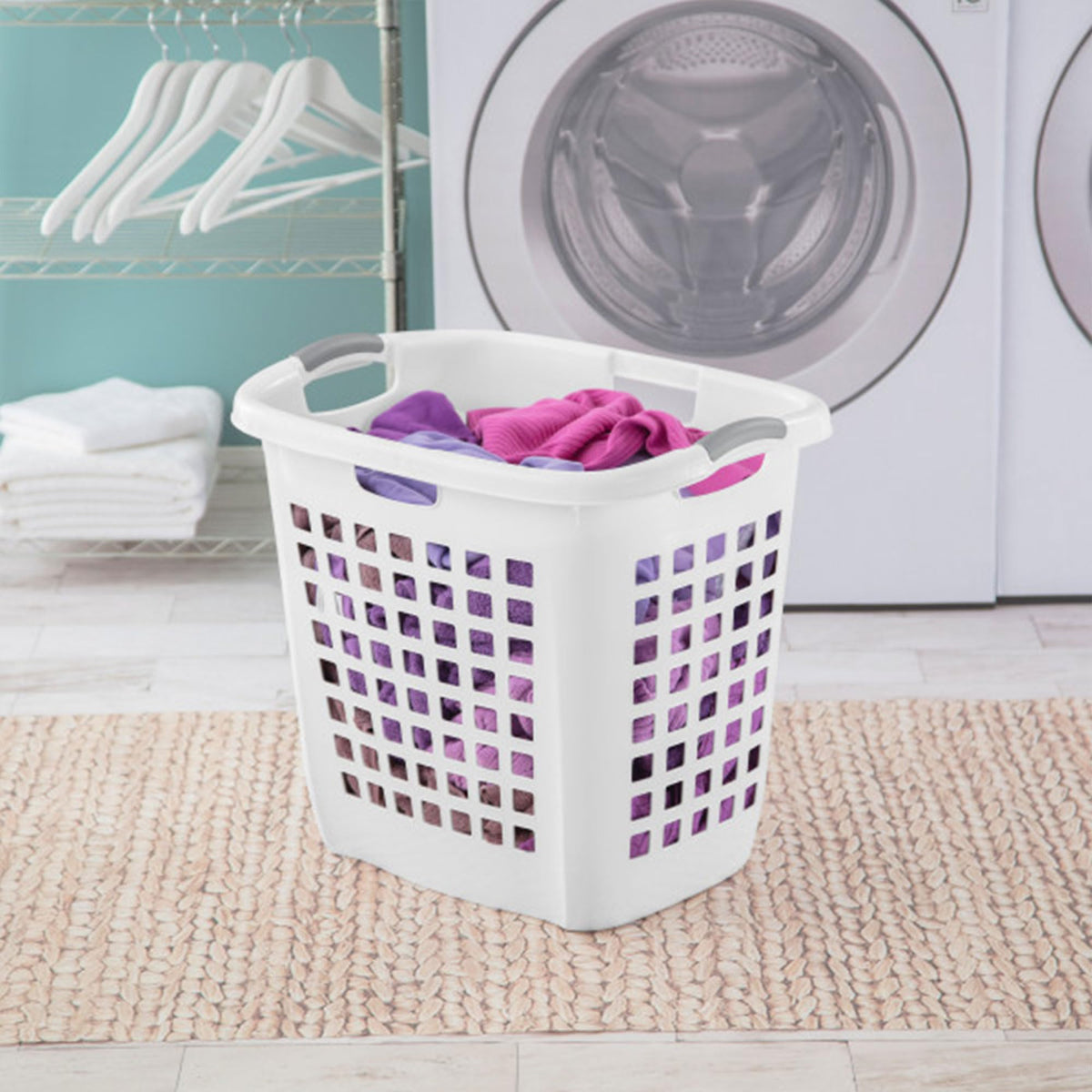 Sterilite Ultra™ Easy Carry Plastic Open Laundry Hamper, White, 4 Pack