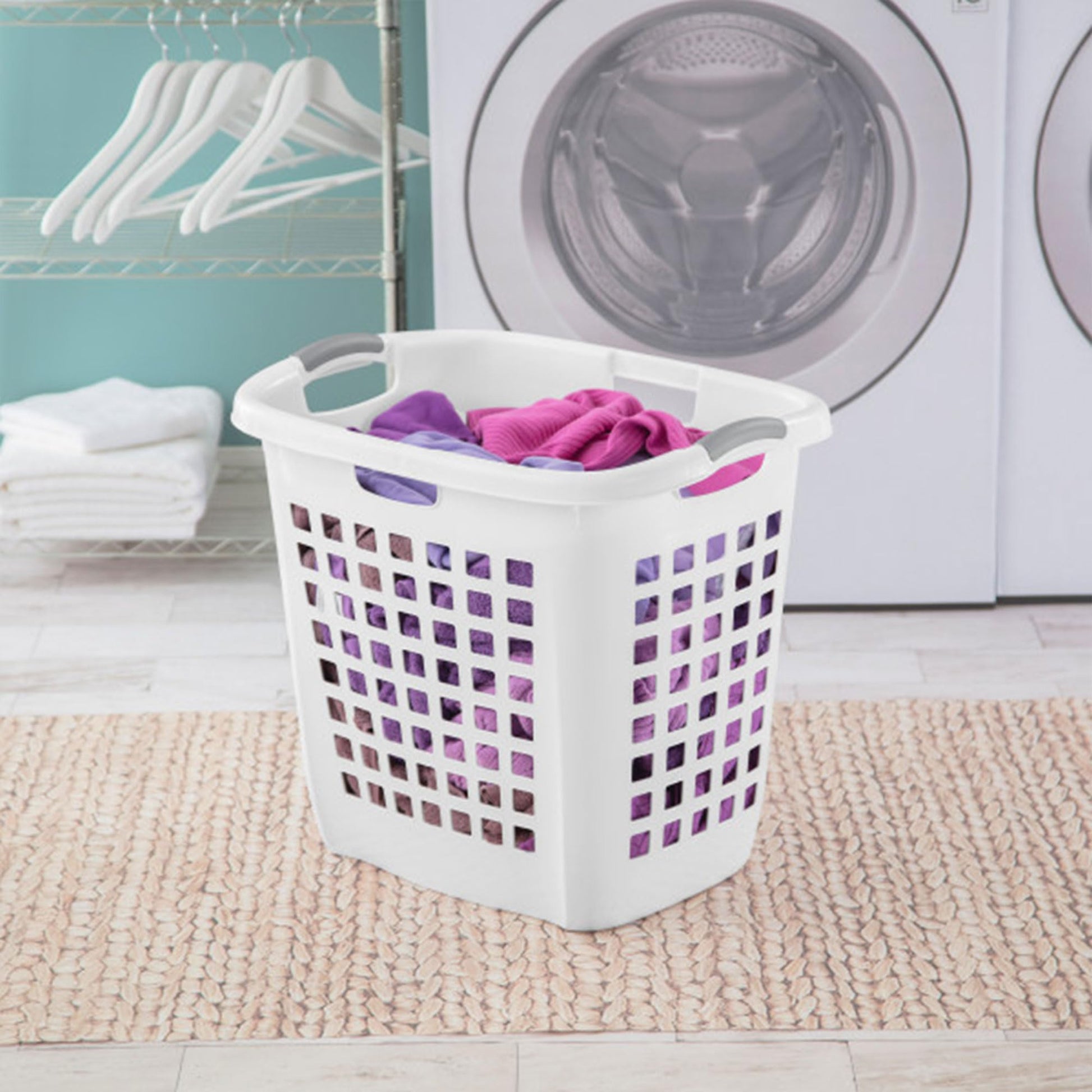 Sterilite Ultra™ Easy Carry Plastic Open Laundry Hamper, White, 4 Pack