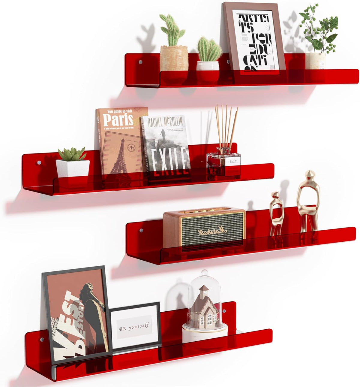 upsimples Acrylic Shelves for Wall Decor, 15" Display Shelf Perfume Organizer for Bathroom