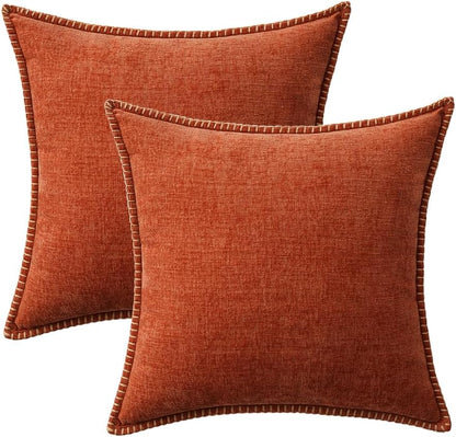 MIULEE Pack of 2 Fall Couch Throw Pillow Covers 16x16 Inch Rust Farmhouse Decorative Pillow Covers