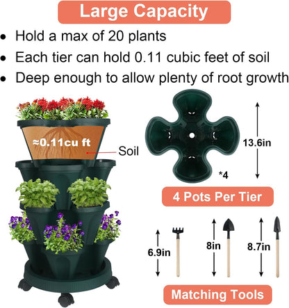 Vertical Planter 4 Tier Stackable Planters Garden Planters Strawberry Herb Flower and Vegetable