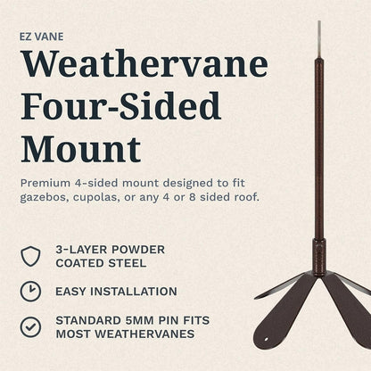 EZ Vane Birdhouse Weathervane — 4-Sided Mount, Wind Cups, Antique Copper Finish, Steel with Durable
