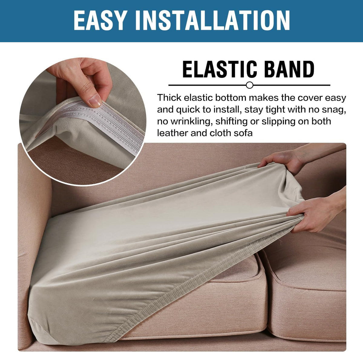 H.VERSAILTEX Velvet Stretch Couch Cushion Cover Plush Cushion Slipcover for Chair Loveseat Sofa