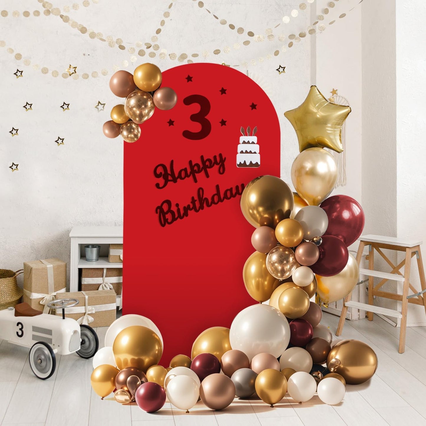 Arch Backdrop Stand and Cover Set, Metal Balloon Arch Backdrop 6ft, Gold Arched Stand Frame for