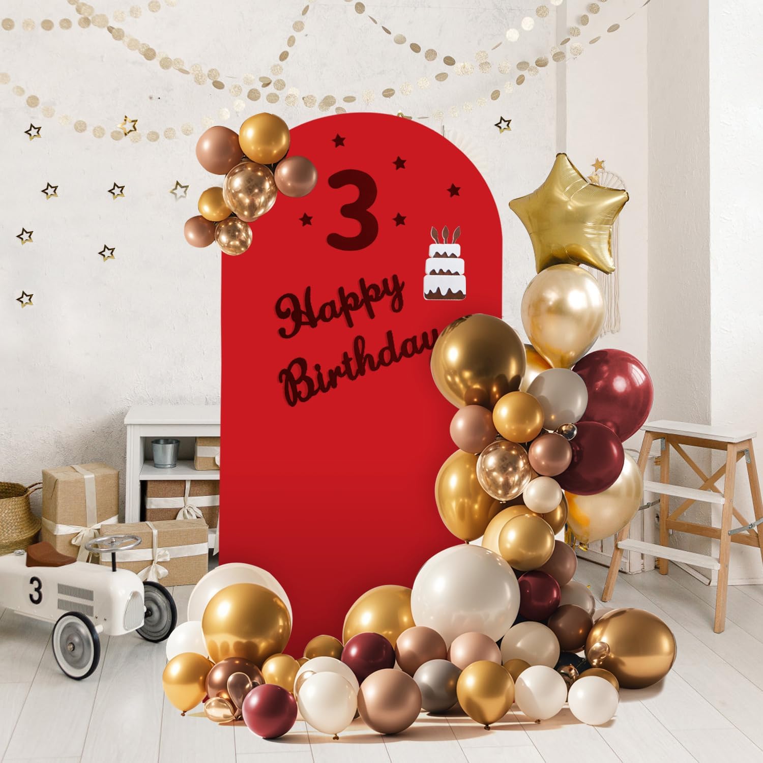 Arch Backdrop Stand and Cover Set, Metal Balloon Arch Backdrop 6ft, Gold Arched Stand Frame for