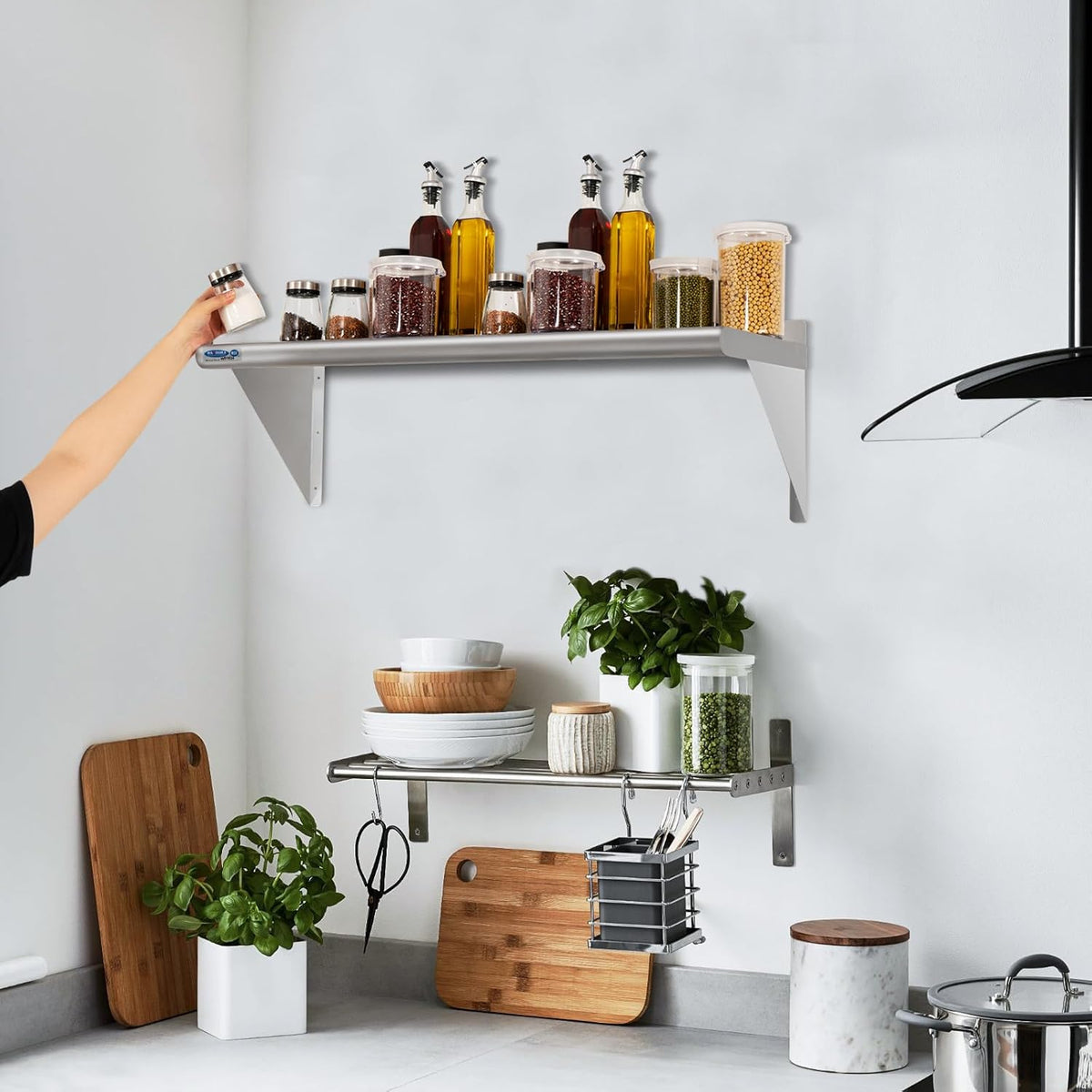 HARDURA Stainless Steel Shelf 18" x 24", 297lb Commercial Shelves Wall Mount Metal Shelving with
