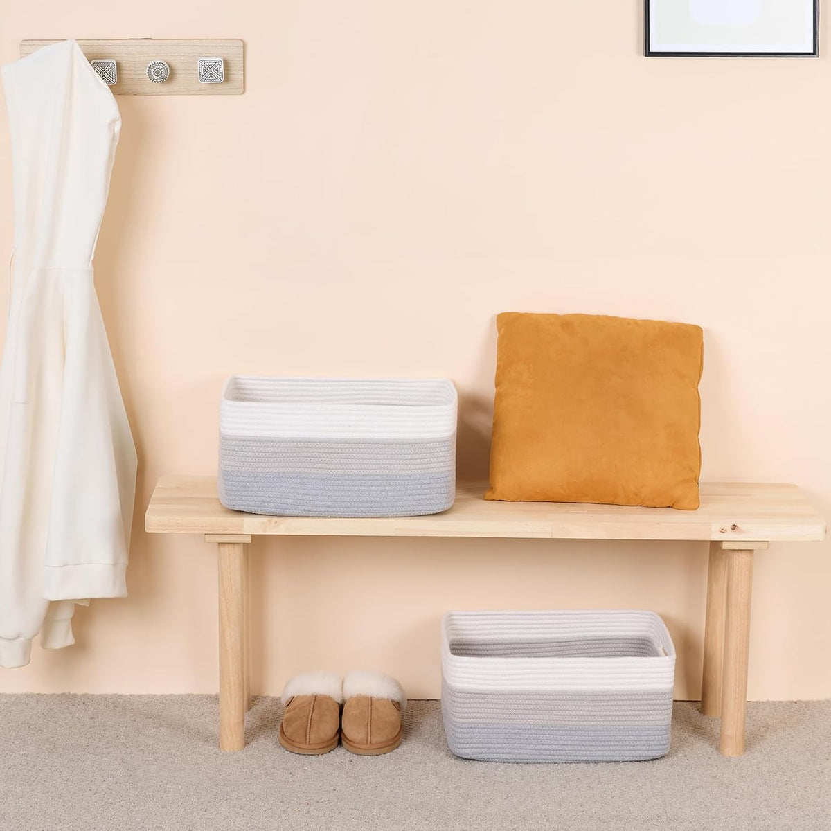 Large Storage Baskets for Organizing, Closet Shelf Baskets for Clothes Blanket Towels, Baby
