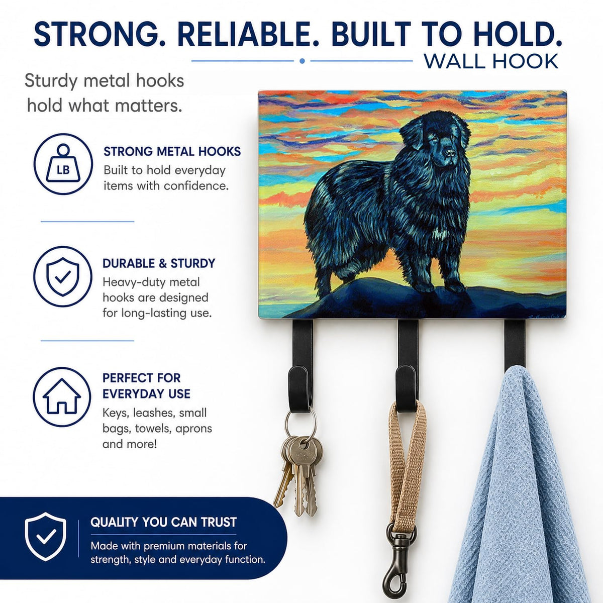 Caroline's Treasures 7518TH68 Newfoundland Leash or Key Holder, Wall Hooks, Key Hooks Holder, Coat
