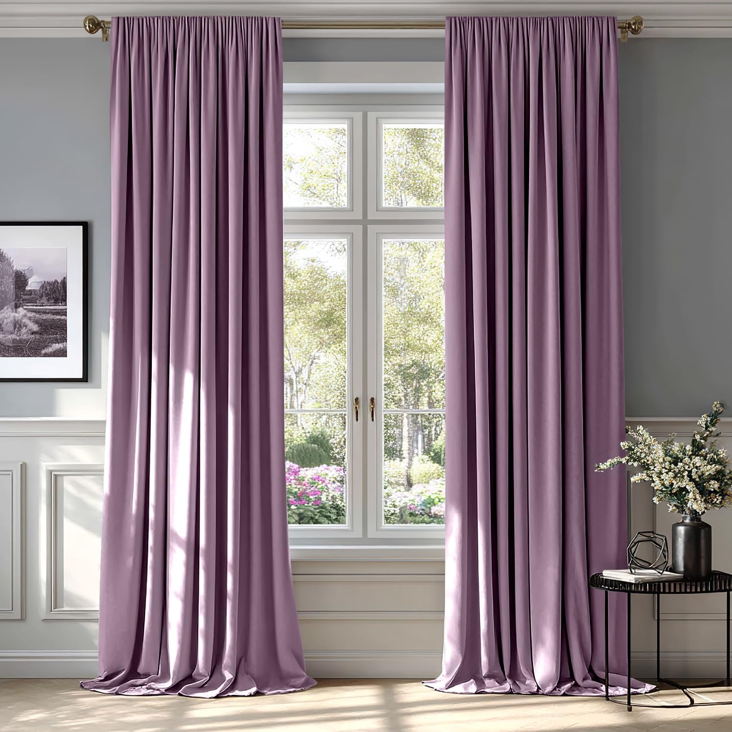 MIULEE Lavender Velvet Curtains Thermal Insulated Blackout Curtain Drapes for Bedroom Living Room