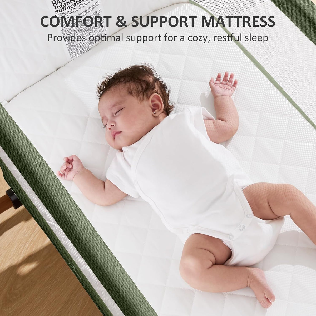 3 in 1 Baby Bassinet, Rocking Bassinet, Bedside Bassinet, 6-Height Adjustable, Bassinet Bedside